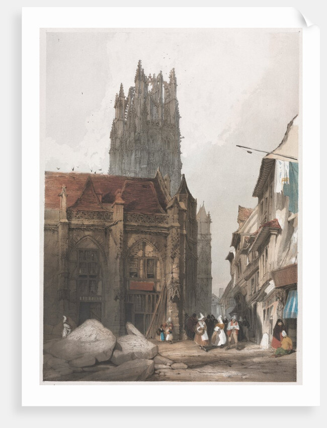 Picturesque Architecture in Paris, Ghent, Antwerp, Rouen: St. Laurent, Rouen, France, 1839 by Thomas Shotter Boys