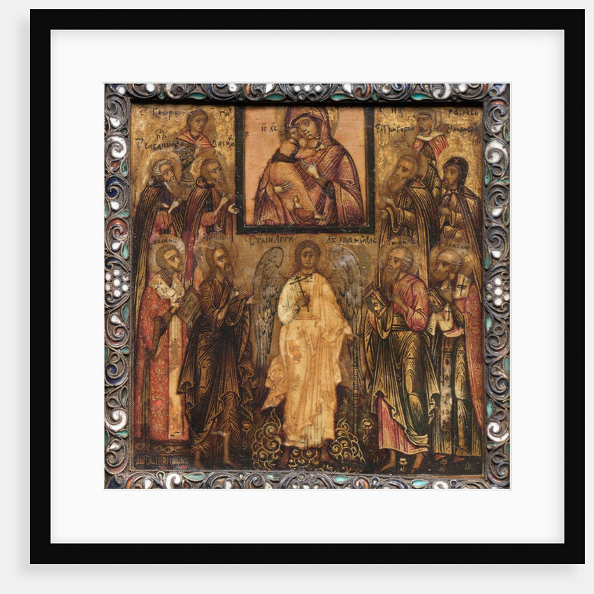 Portable Triptych Icon: Adoration of the Miracle-Working Icon of the Vladimir Mother of God,1600s by Unknown