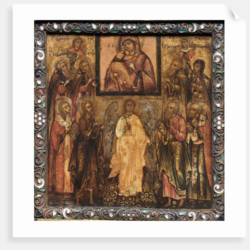 Portable Triptych Icon: Adoration of the Miracle-Working Icon of the Vladimir Mother of God,1600s by Unknown