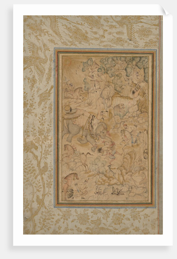 Princes hunting in a rocky landscape, c. 1580-85; borders added c. 1700s by Unknown