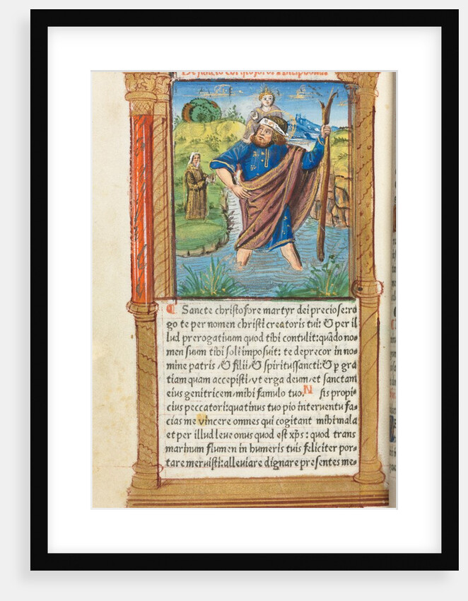 Printed Book of Hours: fol. 101v, St. Christopher, 1510 by Guillaume Le Rouge