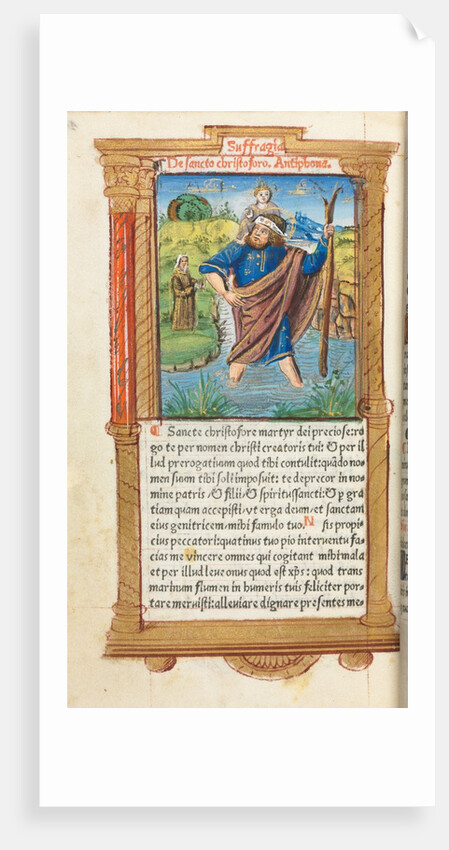 Printed Book of Hours: fol. 101v, St. Christopher, 1510 by Guillaume Le Rouge