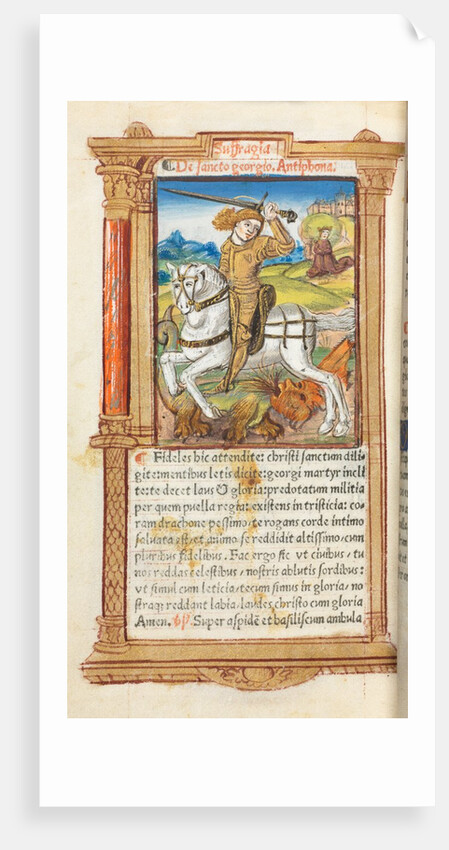 Printed Book of Hours: fol. 103v, St. George Slaying the Dragon, 1510 by Guillaume Le Rouge
