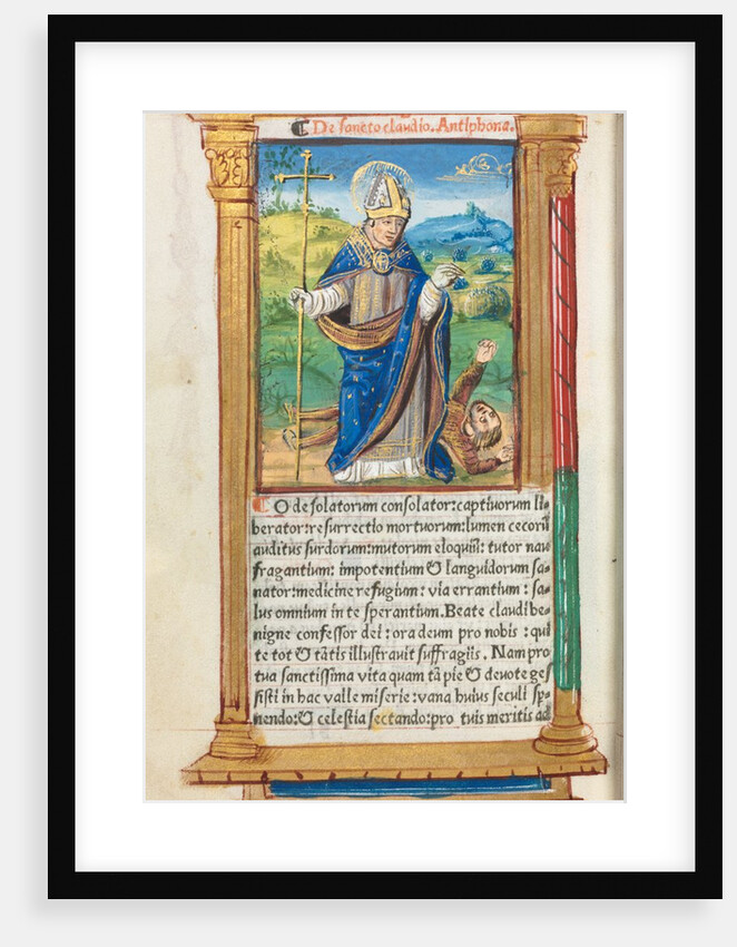 Printed Book of Hours: fol. 105v, St. Claude as Bishop, 1510 by Guillaume Le Rouge