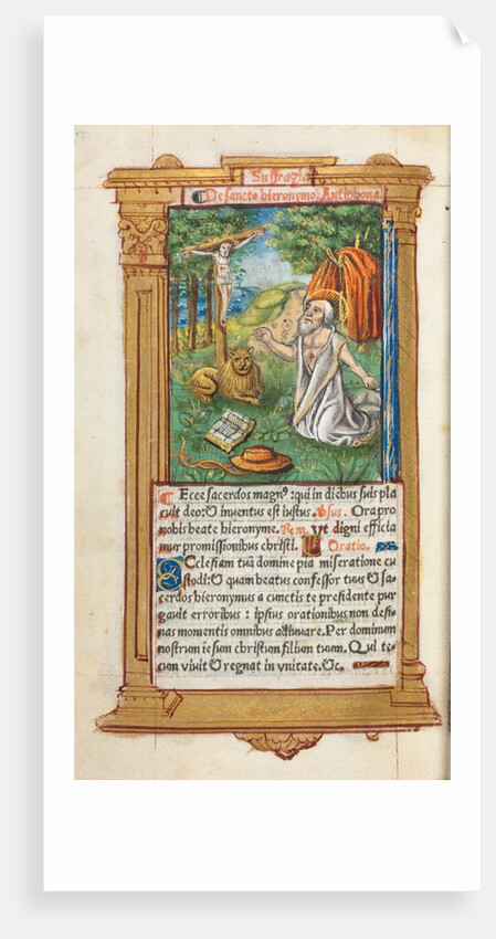 Printed Book of Hours: fol. 107v, St. Jerome and the Lion, 1510 by Guillaume Le Rouge