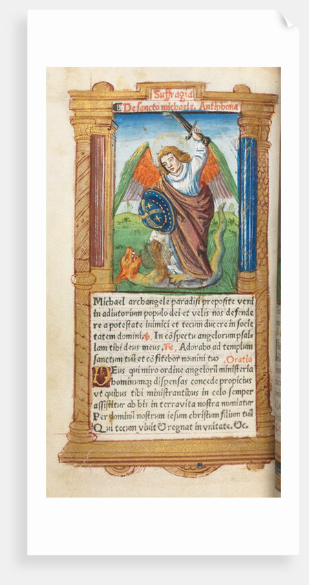 Printed Book of Hours: fol. 97v, St. Michael the Archangel, 1510 by Guillaume Le Rouge