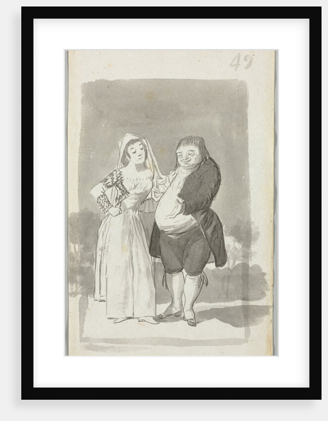 Prostitute Soliciting a Fat, Ugly Man; Young Woman Wringing Her Hands…, 1796-97 by Francisco de Goya