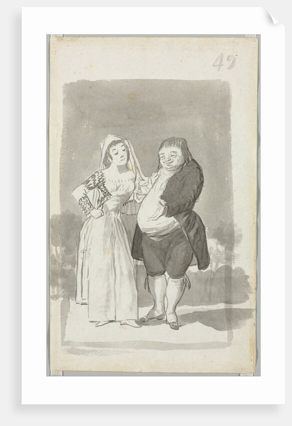 Prostitute Soliciting a Fat, Ugly Man; Young Woman Wringing Her Hands…, 1796-97 by Francisco de Goya