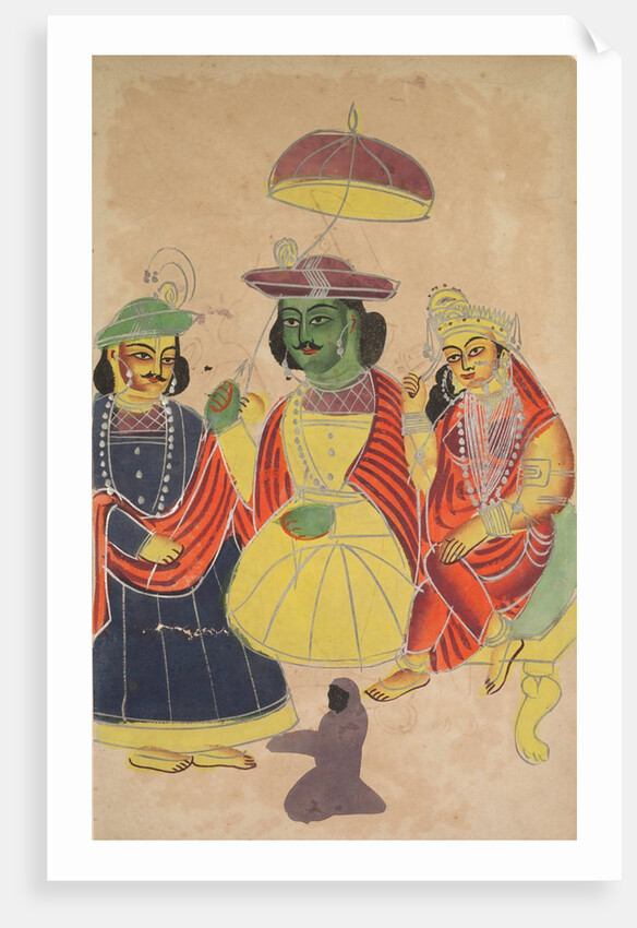 Rama and Sita Enthroned with Lakshmana and Hanuman Attending, 1800s by Unknown