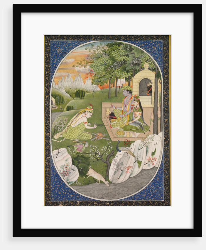 Rama, Sita and Lakshmana in the Forest, page from the Ramayana, c. 1830 by Unknown