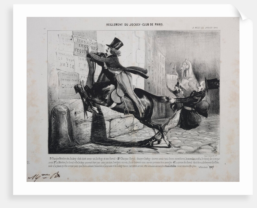 Réglement du Jockey Club de Paris: Chaque membre du Jockey Club doit avoir un Jockey…, 1800s by Unknown