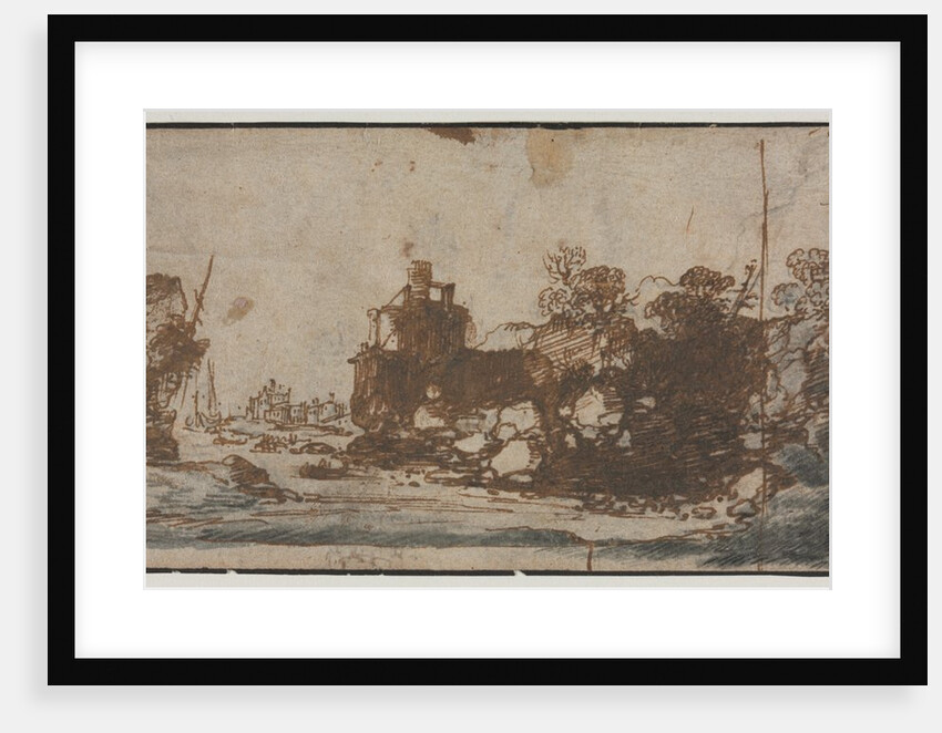 Rocky Inlet with Boats and Buildings, 1600s by Unknown