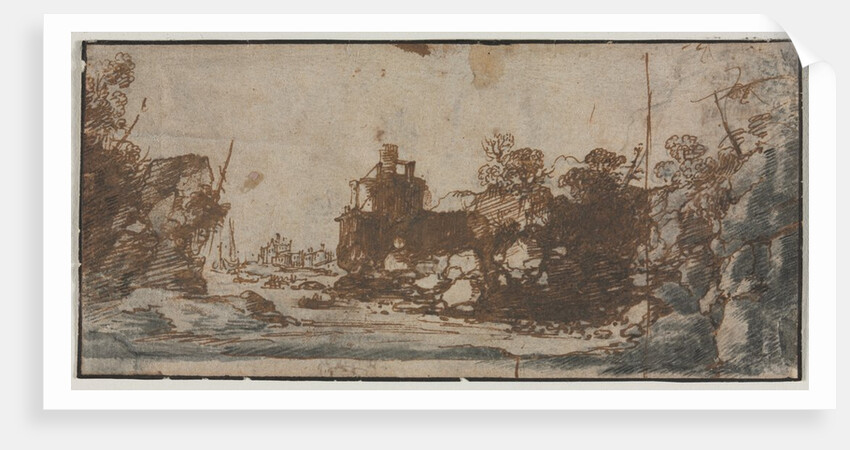 Rocky Inlet with Boats and Buildings, 1600s by Unknown