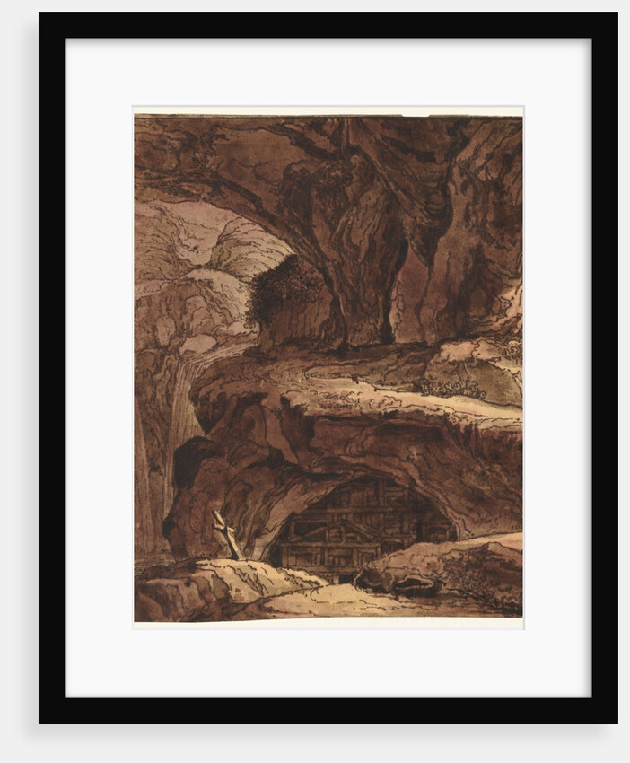 Rocky Landscape with a Cave Chapel, 19th century by Johann Martin von Rohoden (attributed to)