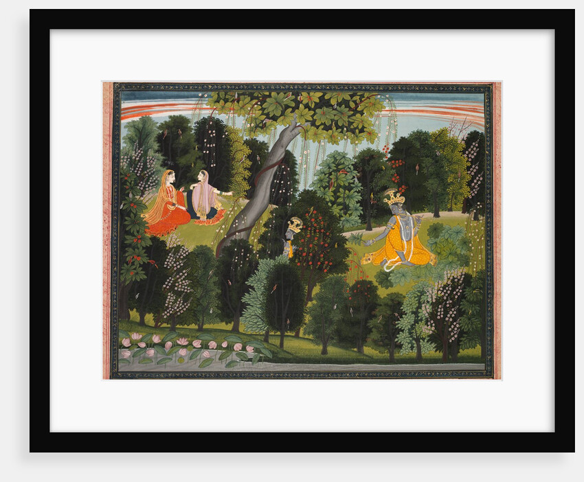Sakhi Persuades Radha to Meet Krishna, from the 'Lambagraon' Gita Govinda…, c. 1820-1825 by Unknown