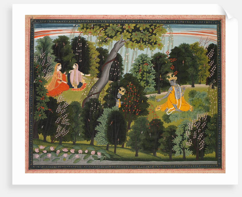 Sakhi Persuades Radha to Meet Krishna, from the 'Lambagraon' Gita Govinda…, c. 1820-1825 by Unknown