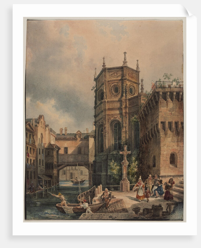 Scene on a Canal, first half 1800s by Hippolyte Jean Baptiste Garnerey