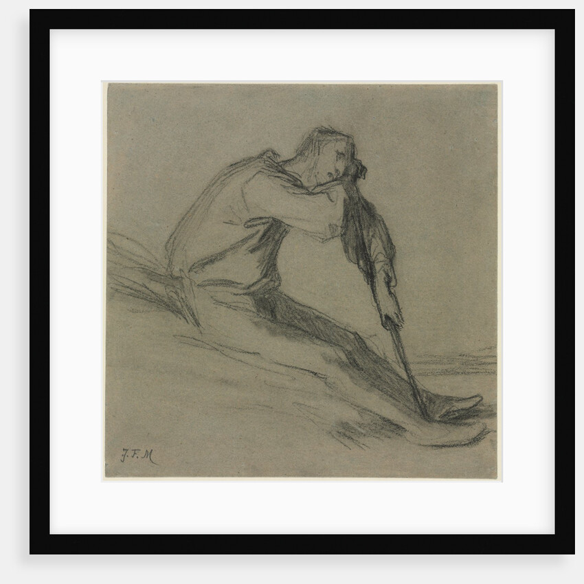 Seated Peasant Resting on a Hoe by Jean-François Millet
