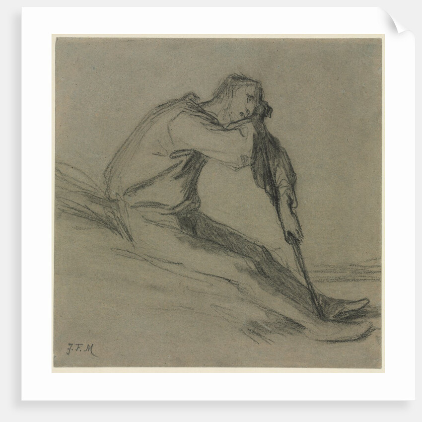 Seated Peasant Resting on a Hoe by Jean-François Millet