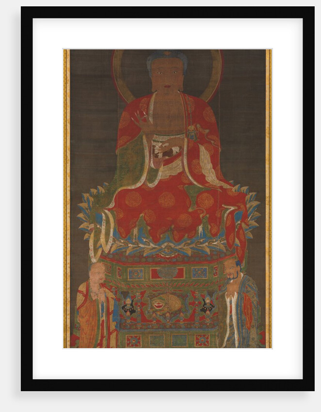 Shakyamuni Triad: Buddha Attended by Manjushri and Samantabhadra, 1300s by Unknown