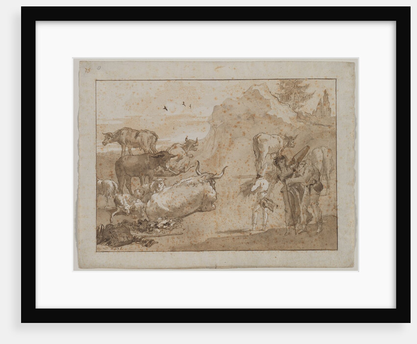 Sheep and Cows, 1790s by Giovanni Domenico Tiepolo