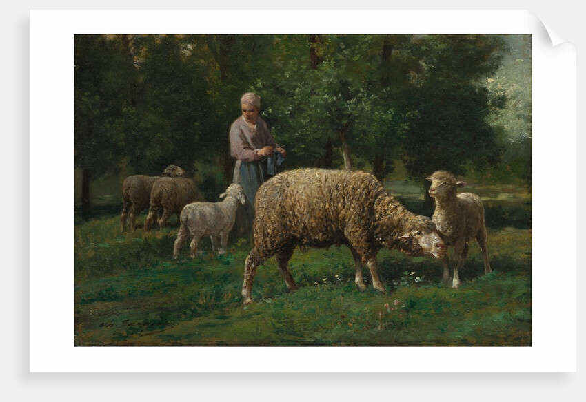Shepherdess with Sheep, c. 1876 by Charles-Émile Jacque