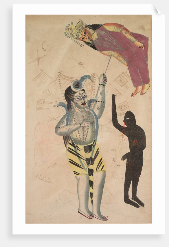Shiva Bearing Aloft the Body of His Sati, 1800s by Unknown