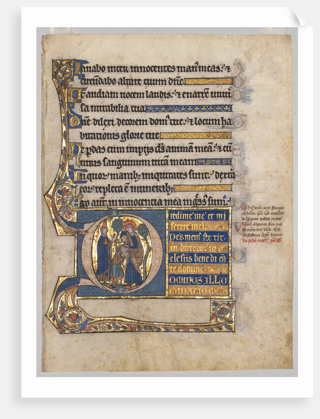 Single Leaf Excised from a Psalter: Initial D[ominus illuminatio mea] with Samuel?, c. 1270-1290 by Unknown