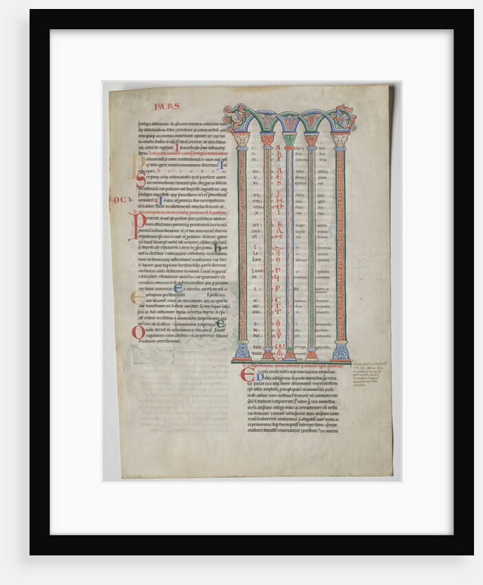 Single Leaf from a Decretum by Gratian: Quadruple Arcade with Concordance…, c. 1160-1165 by Unknown