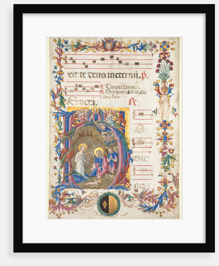 Single Leaf from an Antiphonary: Initial H[odie nobis] with The Nativity, 1471 by Benvenuto di Giovanni
