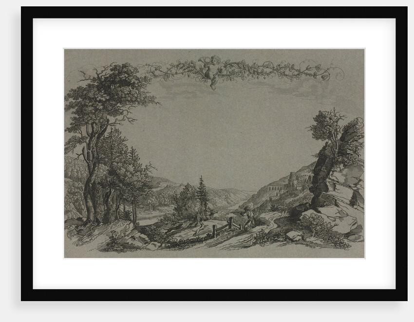 Six Views of Heidelberg Castle: Cover, Hunting Scene, 1820 by Ernst Fries
