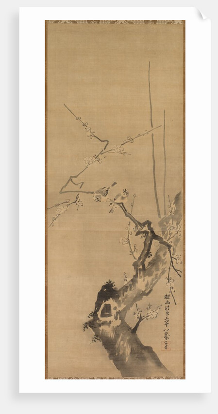 Sparrows on Blossoming Plum, 17th century by Kano Tan?y? (attributed to)