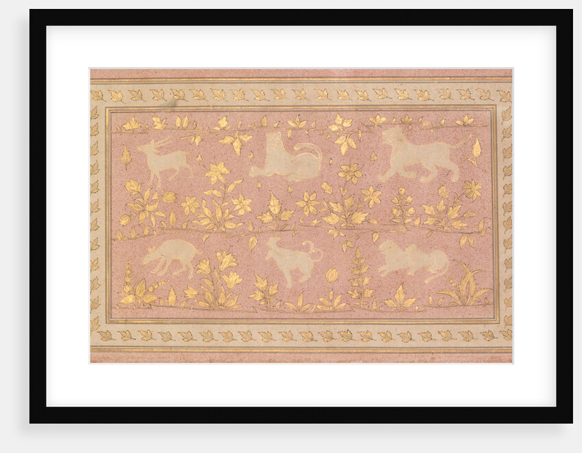Stenciled Scenes of Lion and Gazelle, c. 1710 by Unknown