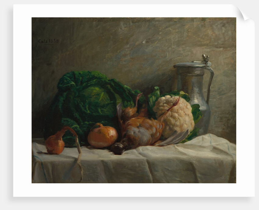 Still Life with Vegetables, Partridge, and a Jug, 1858 by Adolphe-Félix Cals