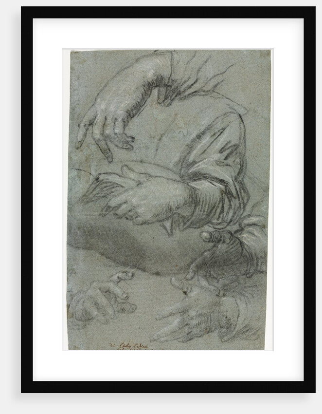 Studies of Hands; Sketch of a Child's Head, c. 1586 by Carletto Caliari