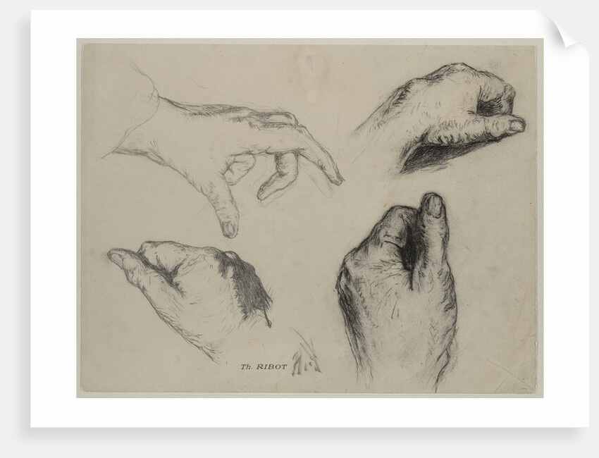 Study of Hands, 1800s by Théodule Ribot