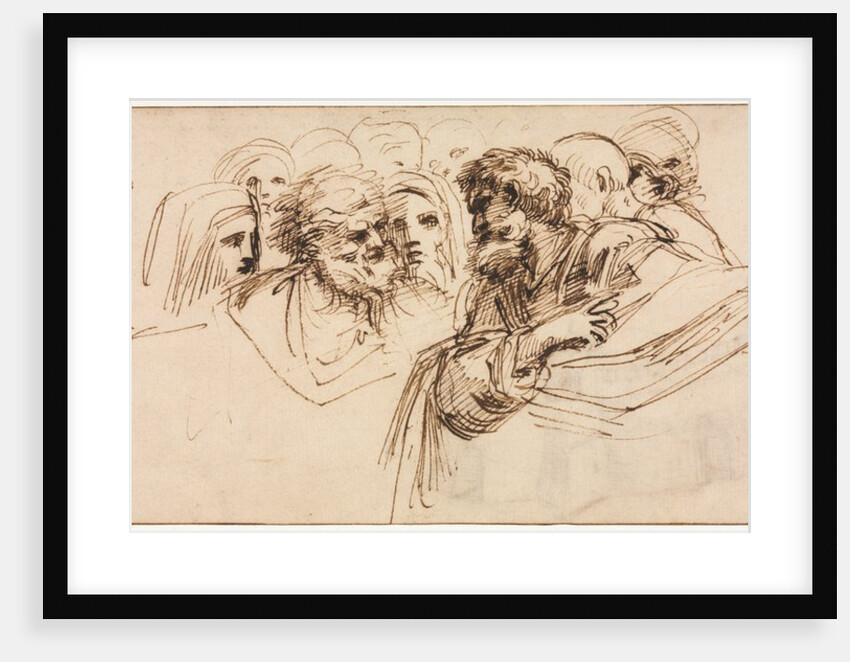 Study of Heads; Crenelated Fortress, 2nd half 1500s by Agostino Carracci