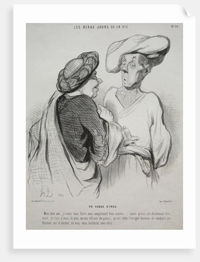 The Beautiful Days of Life, plate 30: An Indian Custom, 1844 by Honoré Daumier; Aubert