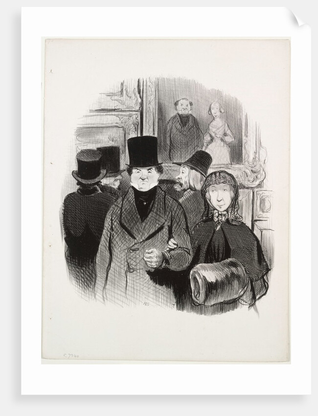 The Beautiful Days of Life, plate 59: When one's portrait is at the Salon, 1845 by Honoré Daumier