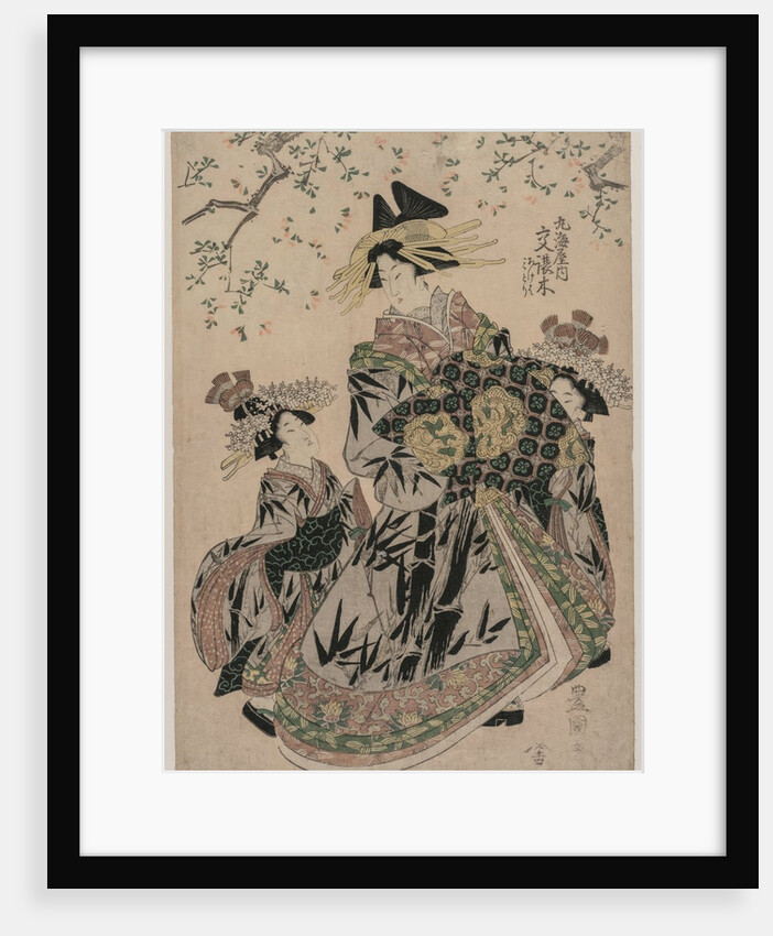 The Courtesan Katakoshigi of Maruebiya with her Kamuro Ageha and Midori, c. 1805 by Utagawa Toyokuni