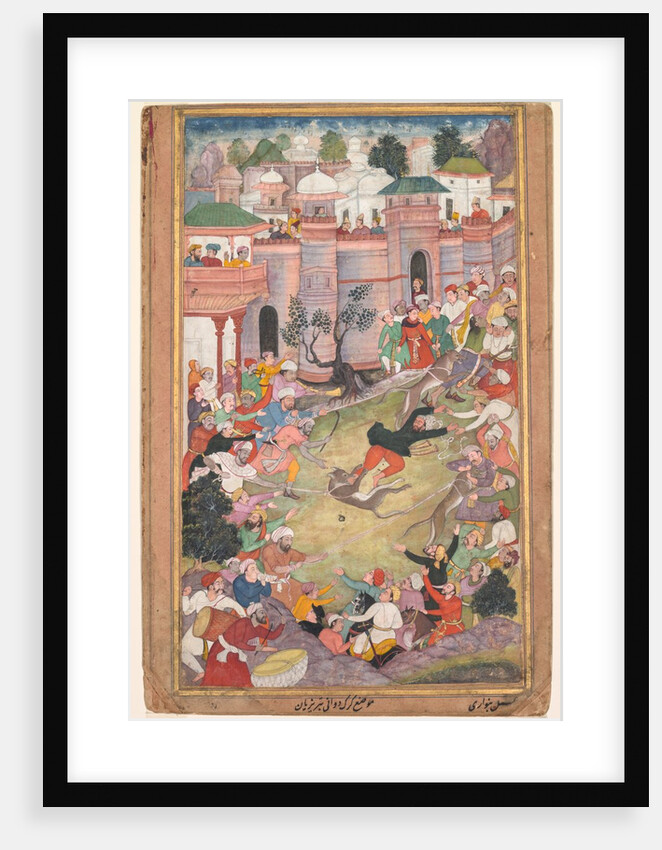 The game of wolf-running in Tabriz, from an Akbar-nama, c. 1595-1600 by Banwari