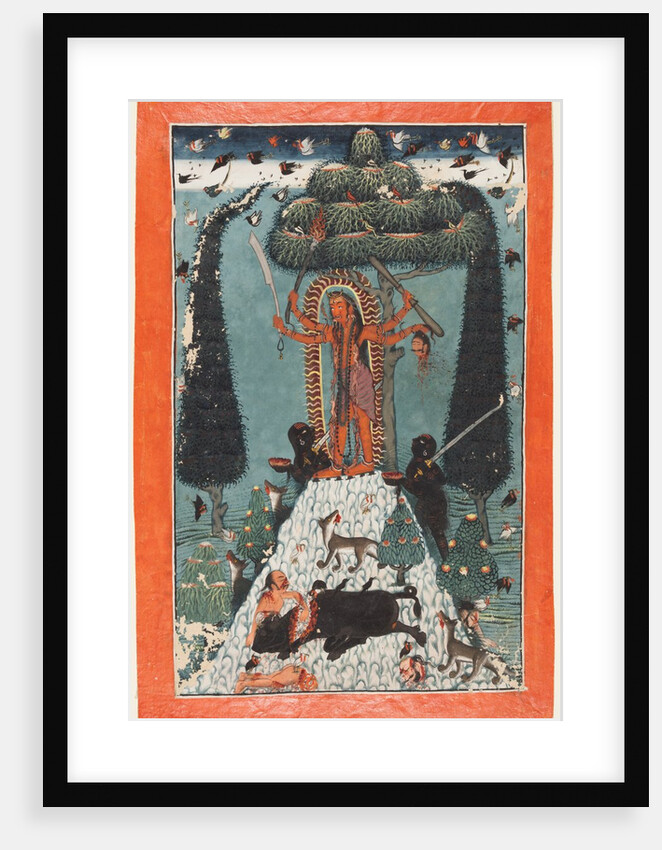 The Goddess Kali Standing upon a Mountaintop, c. 1730 by Master of the court of Mandi (attributed to)