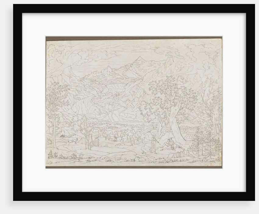 The Grindelwald Glacier with Hunter and Peasant Girl in Foreground, ca. 1823 by Joseph Anton Koch