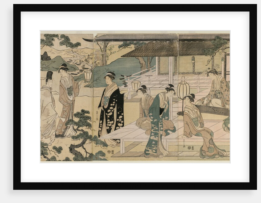 The Matsukaze Chapter of the Tale of Genji (from the series The Tale of Genji?, c. 1791 by Ch?bunsai Eishi