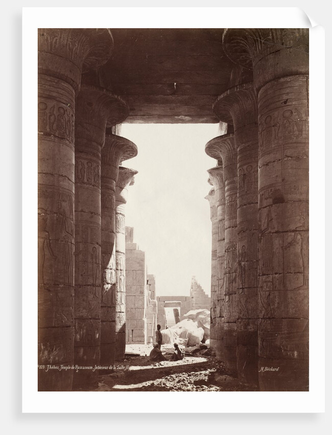 Thebes, Temple of the Ramesseum, Interior of the Hypostyle Hall, 1870s by Henri Béchard