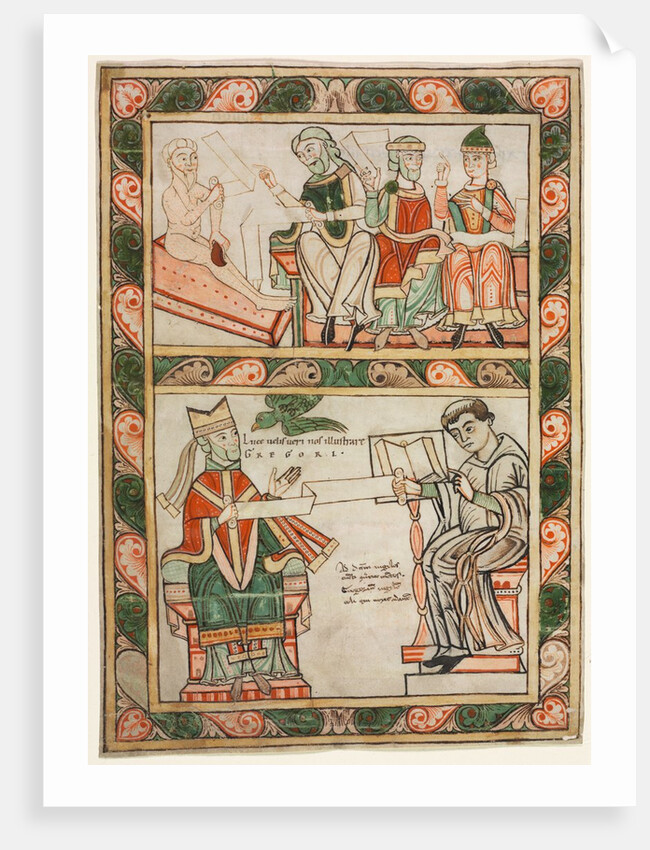 Title Page of St. Gregory's 'Moralia': Job Visited by His Three Friends…, c. 1143-1178 by Abbot Frowin (probably)