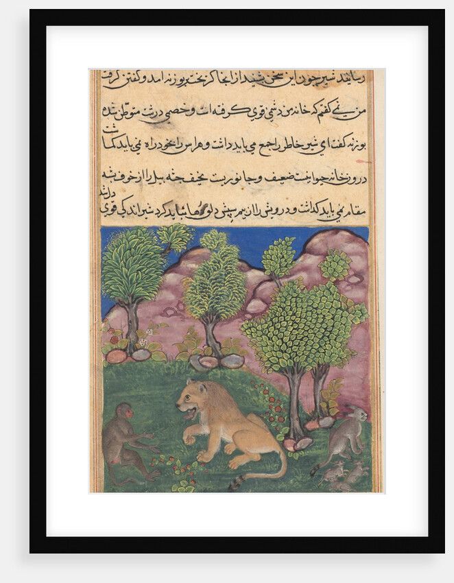 Tuti-Nama: Tale XXVIII: The Monkey Advises the Suspicious Lion…, c. 1560 by Unknown