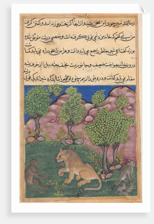 Tuti-Nama: Tale XXVIII: The Monkey Advises the Suspicious Lion…, c. 1560 by Unknown