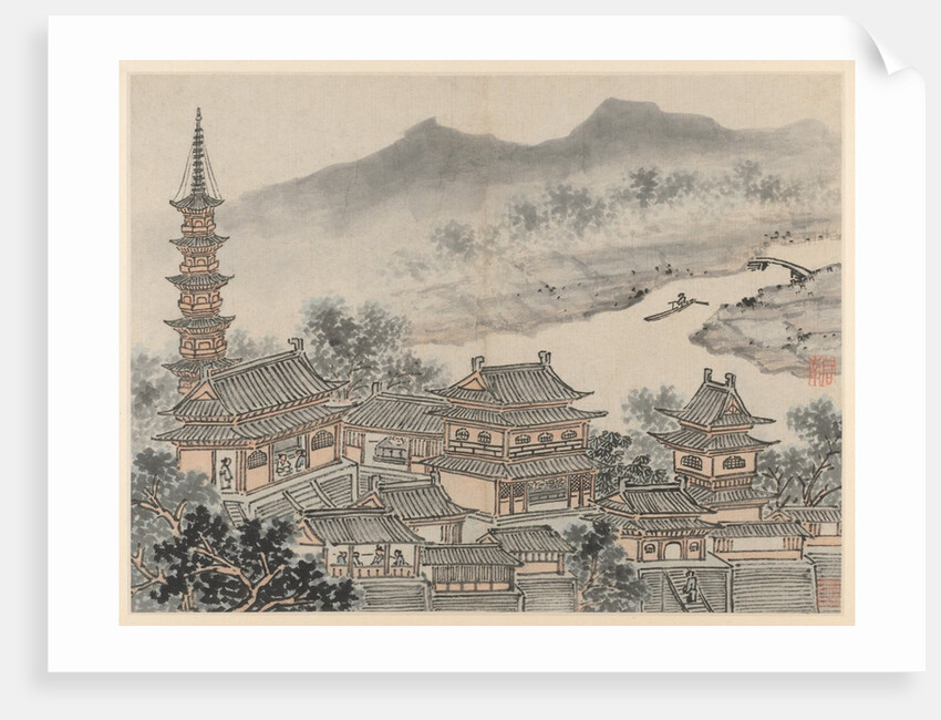 Twelve Views of Tiger Hill, Suzhou: The Thousand Buddha Hall and the Pagoda?, after 1490 by Shen Zhou