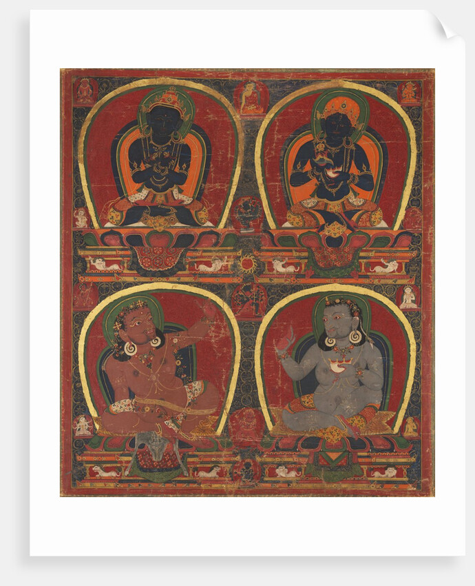 Vajradhara, Nairatmya, and Mahasiddhas Virupa and Kanha, c. 1450 by Unknown